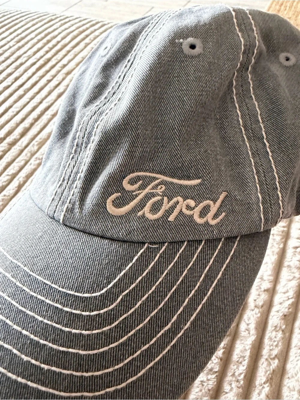 Ford Light Gray Baseball Cap with White Stitching